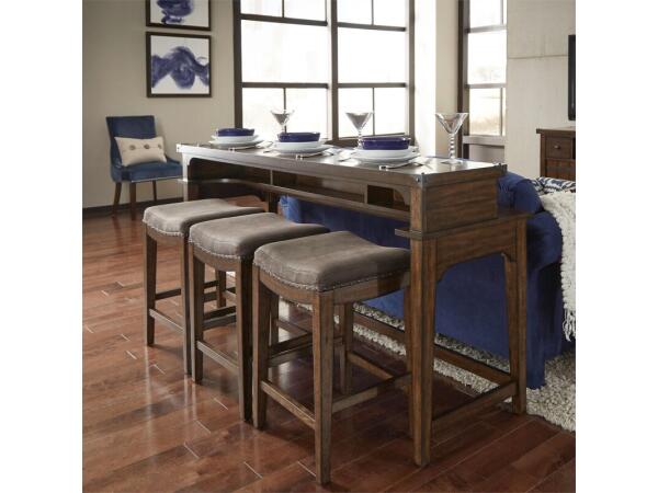 Aspen Skies 4 Piece Console Set (1-Console 3-Stools) Bar Furniture Bar Furniture