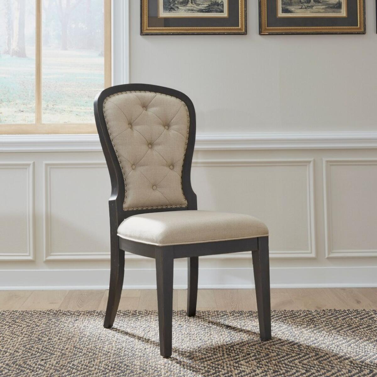 6318b62cc4e492125fc6440e06ae00e1 Americana Farmhouse Uph Tufted Back Side Chair - Black - Image 1