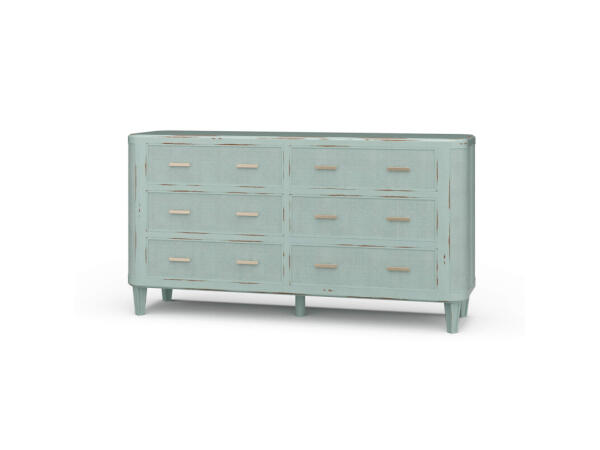 Lexington 6 Drawer Dresser W/ Rattan Dressers Blue