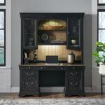 Meritage Credenza & Hutch Office Storage Aged Charcoal w/ Rub Thru & Caramel 20