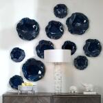 Abella Ceramic Indoor-outdoor Wall Decor, Cobalt, S/3 Wall Decor Blue 15