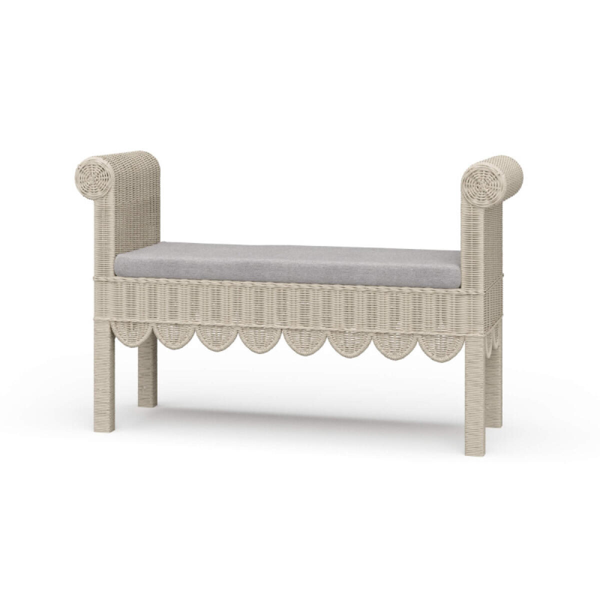 64ad6894dffcb765bc6eb557fe5259c1 Newport Scalloped Rattan Bench - Image 1