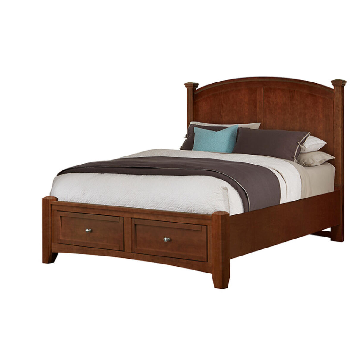 6611cab8b1504d3f89bf898d67ab098d Bonanza Queen, & King Poster Storage Bed - Cherry Finish - Image 1