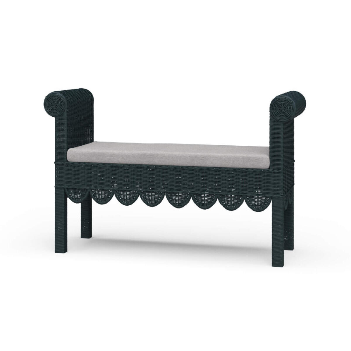 663ba5b17418d1d023fee2a9c5fc755c Newport Scalloped Rattan Bench - Image 1