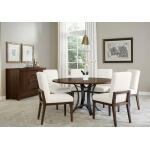 Crafted Cherry Dining by Ben & Erin Napier UPH SIDE CHAIR WHITE FABRIC Chairs & Benches Brown 15