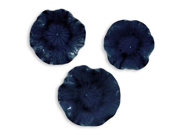 Abella Ceramic Indoor-outdoor Wall Decor, Cobalt, S/3 Wall Decor Blue