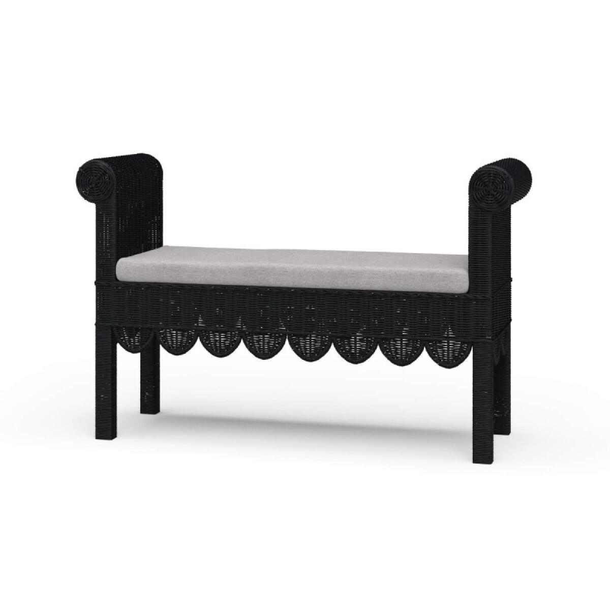 695fb8282e1b76e9347ae7ff8a6849aa Newport Scalloped Rattan Bench - Image 1