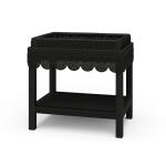 Scallop Rattan Side Table W/ Tray Chairside Tables Black 25