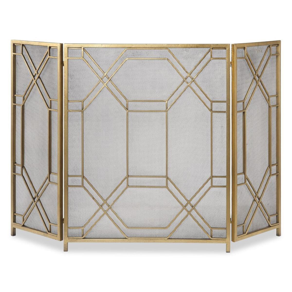 6a5a082b6ffcd55fc1880f57a5f8f903 Rosen Fireplace Screen, Gold - Image 1