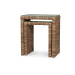 Tuscan Rush Nesting Table Set 2 W/ Tempered Glass - Image 3