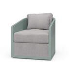 Willis Swivel Chair W/ Mahogany Frame & Rattan