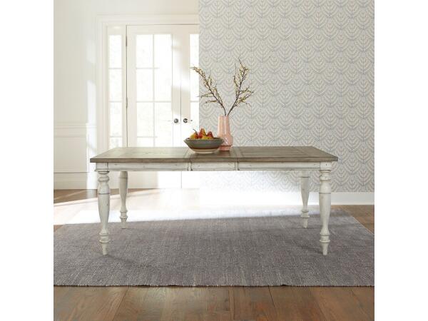Whitney Rectangular Leg Table Dining Tables Antique Linen w/ Weathered Gray