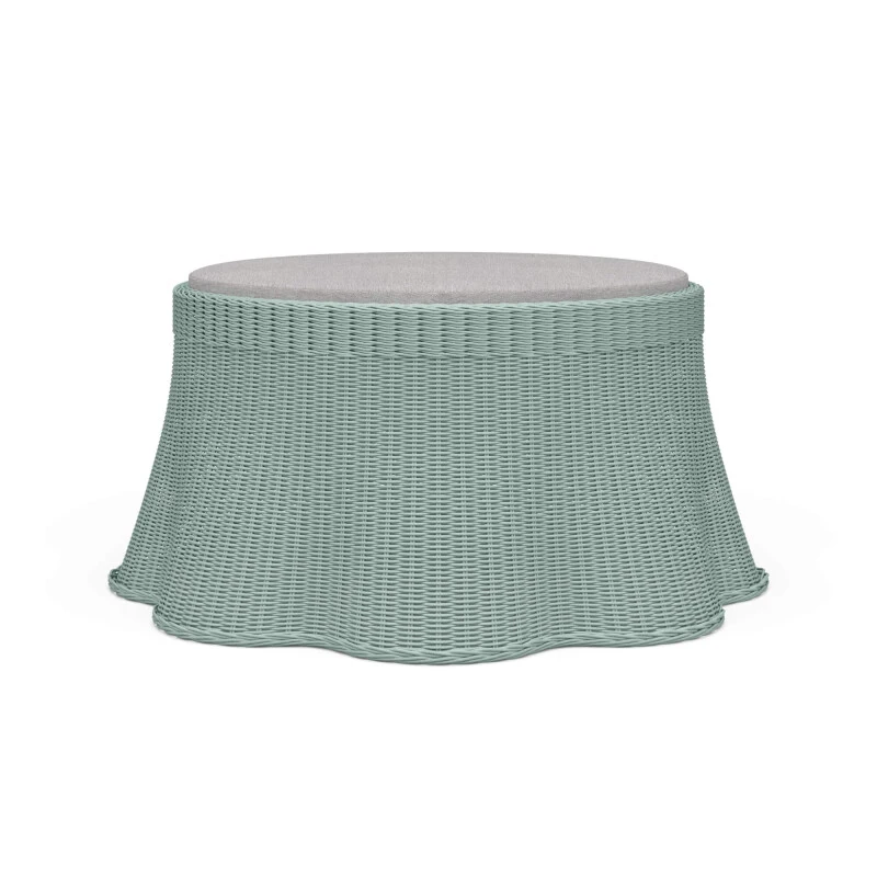 6c3a35539b0a391e34a28a80464720e4 Newport Rattan Ottoman W/ Cushion - Image 1