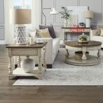 Morgan Creek Opt 3 Piece Set (1-Cocktail 2-End Tables) Table Sets Antique White w/ Wirebrushed Tobacco Accents 7