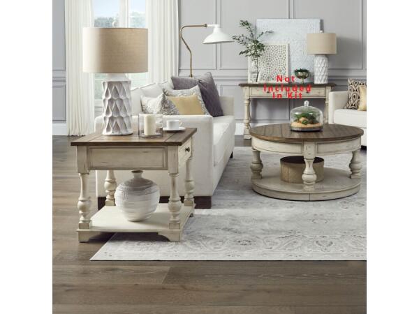 Morgan Creek Opt 3 Piece Set (1-Cocktail 2-End Tables) Table Sets Antique White w/ Wirebrushed Tobacco Accents