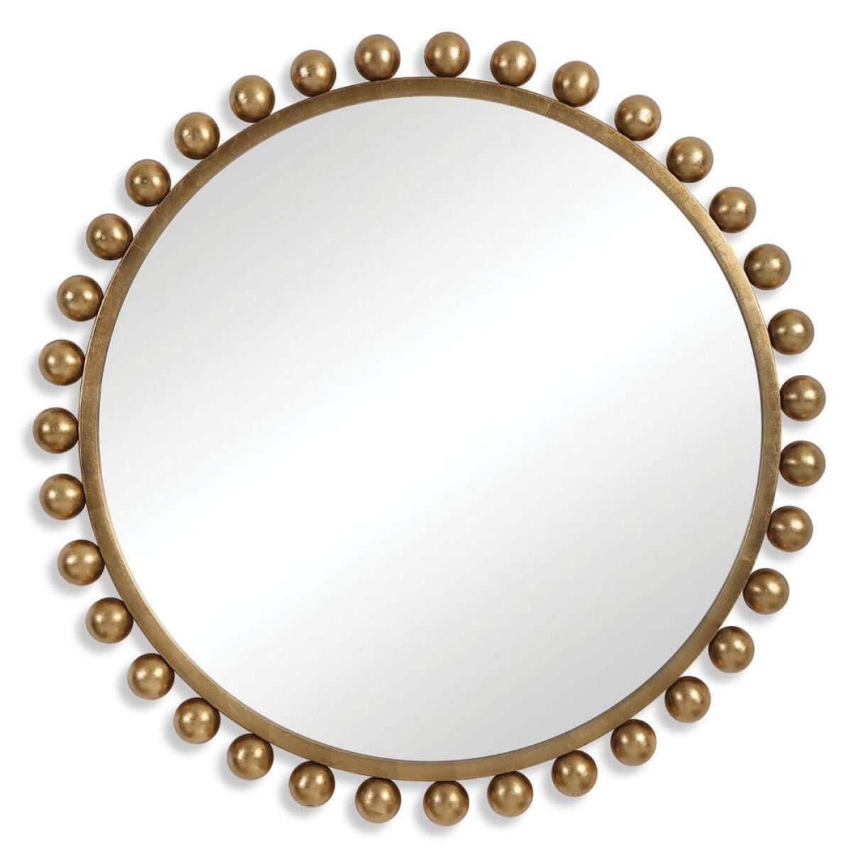 6cf275ac20915fff82574ec6a4b0f1af Cyra Round Mirror, Gold - Image 1