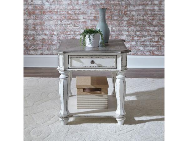 Magnolia Manor End Table End tables Antique White & Weathered Bark