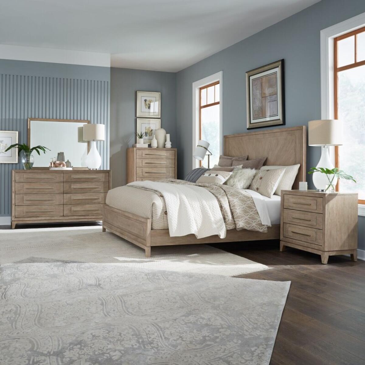 6d7a2041a6b2b5e5332406695cfc4881 King California Panel Bed, Dresser & Mirror, Chest, Night Stand - Image 1