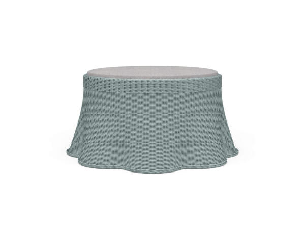 Newport Rattan Ottoman W/ Cushion Ottomans & Poufs Blue