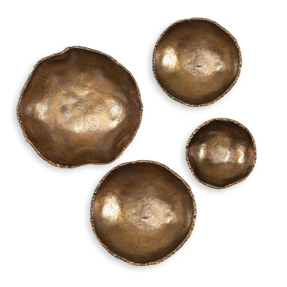 6e6a504e26162e94aa3a86f76ef32367 Lucky Coins Indoor-outdoor Metal Wall Decor, Brass, S/4 - Image 1