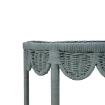 Scalloped Half Round Rattan Side Table Chairside Tables Blue 19