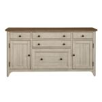 Farmhouse Reimagined Door Credenza Office Storage Antique White w/ Chestnut Tops 21