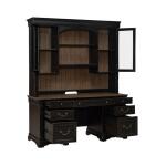 Meritage Credenza & Hutch Office Storage Aged Charcoal w/ Rub Thru & Caramel 26