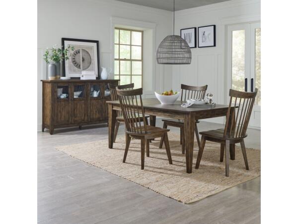 Midland Falls 5 Piece Rectangular Table Set Dining Sets Brown