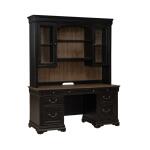 Meritage Credenza & Hutch Office Storage Aged Charcoal w/ Rub Thru & Caramel 22