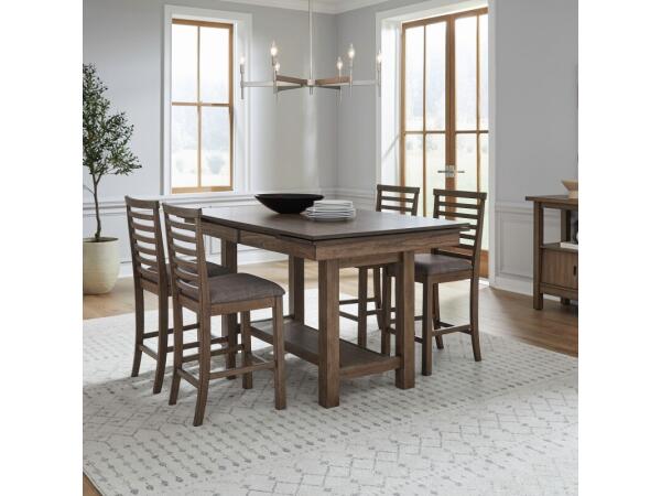 Brook Bay 5 Piece Gathering Trestle Table Dining Sets Brown