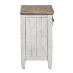 Heartland 1 Drawer Night Stand w/ Charging Station Nightstands Antique White w/ Tobacco Tops 18