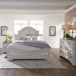 Magnolia Manor King California Panel Bed, Dresser & Mirror, Night Stand