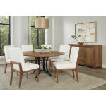 Crafted Cherry Dining by Ben & Erin Napier UPH SIDE CHAIR WHITE FABRIC Chairs & Benches Brown 14