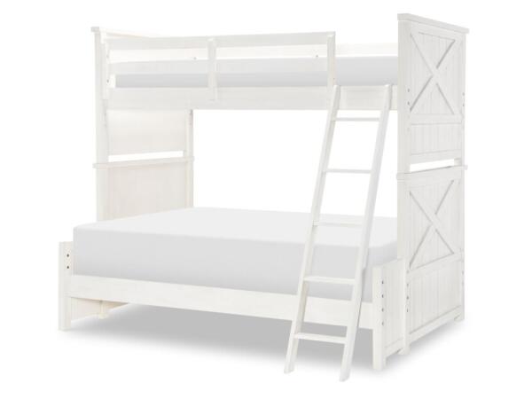 Complete Twin Over Full Bunk Bed White Finish Youth Beds Aged White