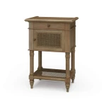Montego Square End Table W/ Drawer & Rattan Door
