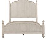 Farmhouse Reimagined Queen Poster Footboard Bed Parts Antique White w/ Chestnut Tops 9