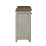 Farmhouse Reimagined Server Dining Storage Antique White w/ Chestnut Tops 16