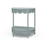 Scalloped Half Round Rattan Side Table Chairside Tables Blue 11