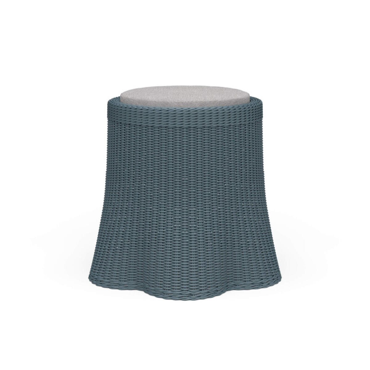 75fd4aa4b3680ad906f9cc1393e25c27 Newport Rattan Round Small Ottoman W/ Cushion - Image 1