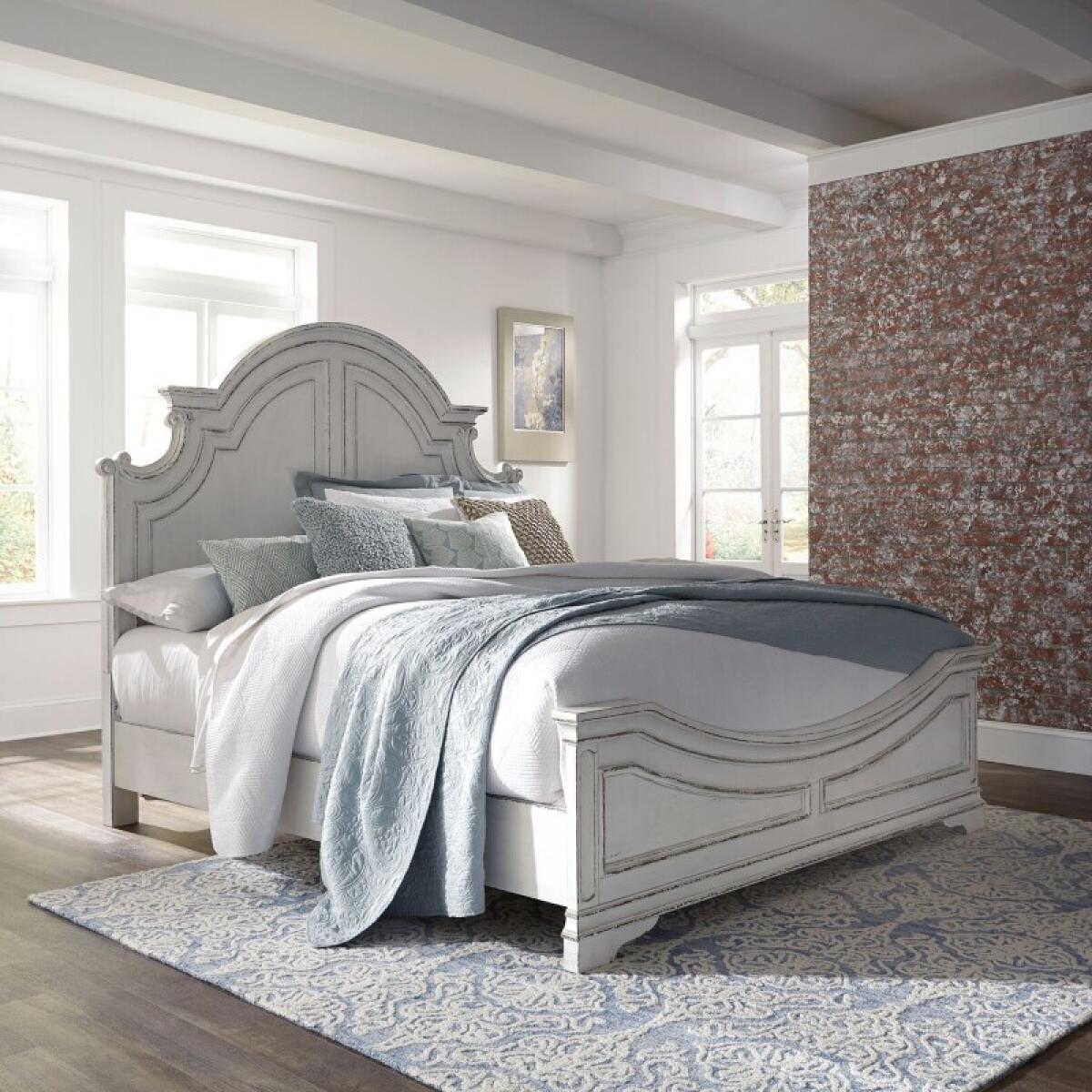 Magnolia Manor California King Panel Bed Beds Antique White & Weathered Bark 2 Magnolia Manor California King Panel Bed Beds Antique White & Weathered Bark 2