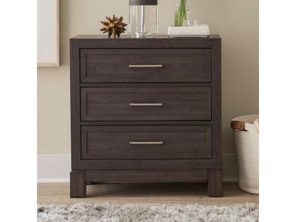 Modern Edge Nightstand w/ Charging Station Nightstands Brown