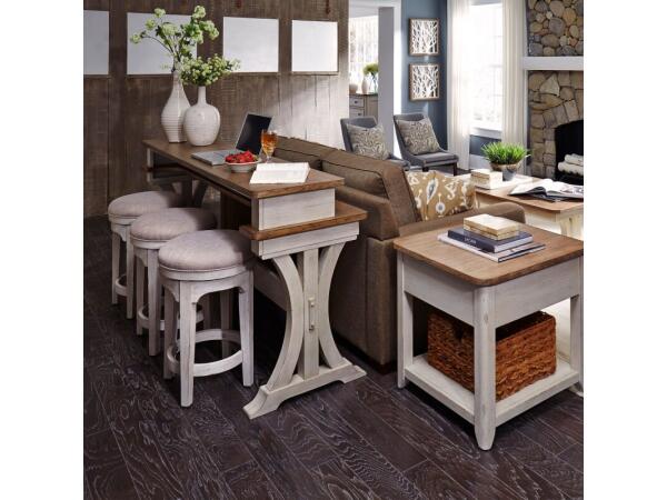 Farmhouse Reimagined 4 Piece Set Table Sets Antique White w/ Chestnut Tops