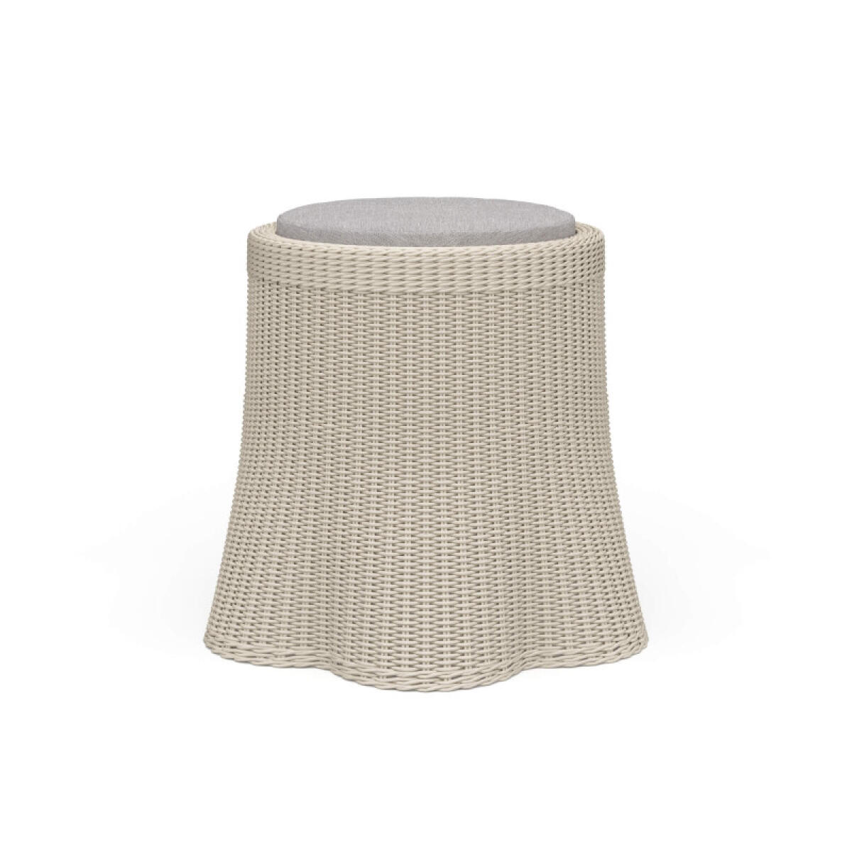 773504f5393b3e0672d8bc7bda8c9fe0 Newport Rattan Round Small Ottoman W/ Cushion - Image 1