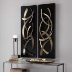Brushstrokes Metal Wall Panels, S/2 Wall Decor Gold 11