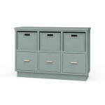 Dakota Storage Unit W/ 3 Drawers & Rattan Baskets