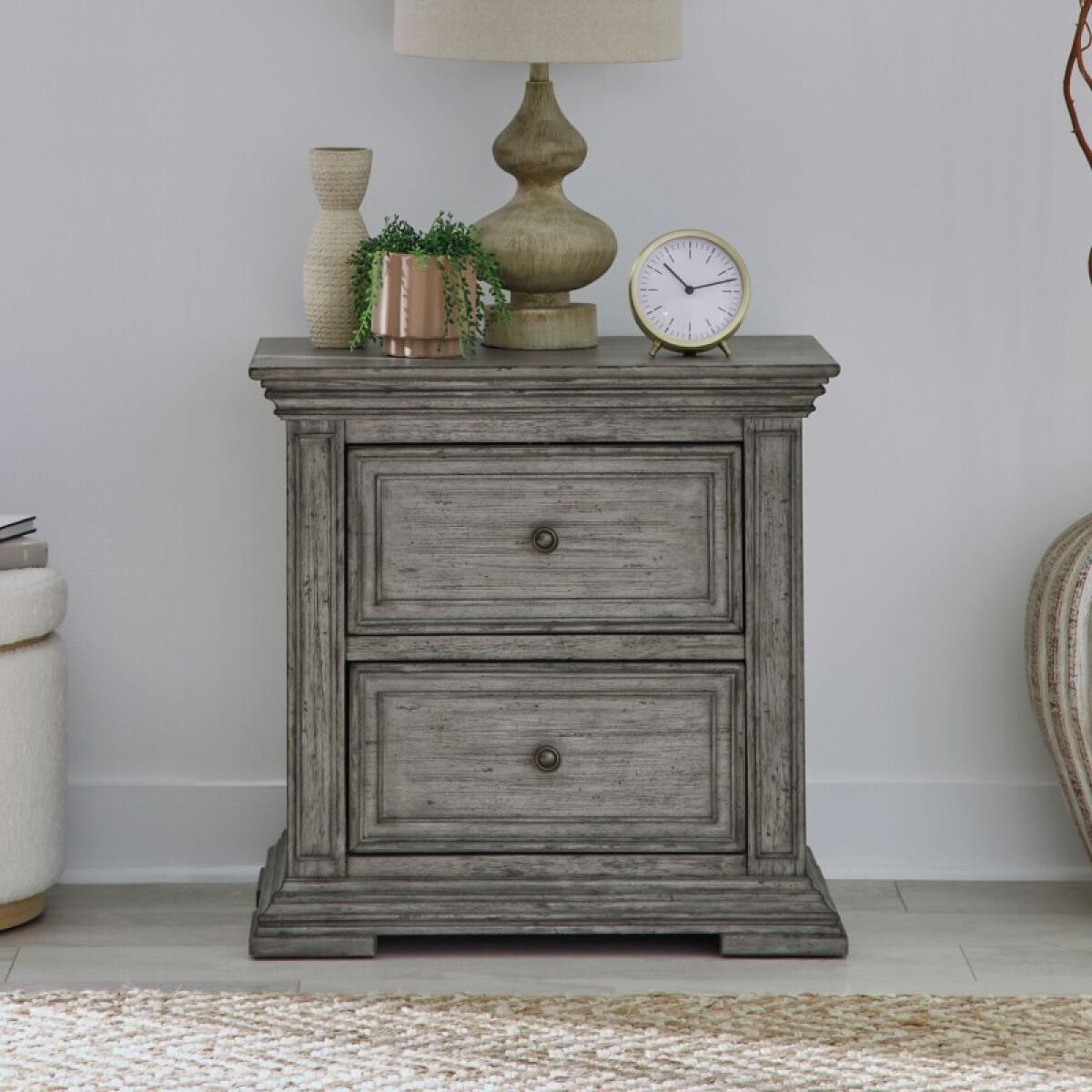 Big Valley 2 Drawer Night Stand w/ Charging Station Nightstands Gray 2 Big Valley 2 Drawer Night Stand w/ Charging Station Nightstands Gray 2