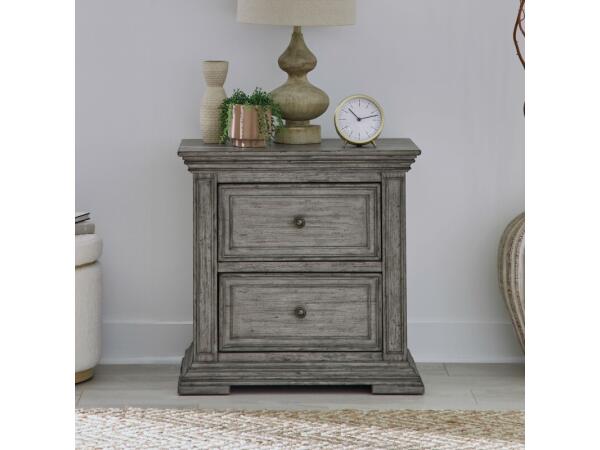 Big Valley 2 Drawer Night Stand w/ Charging Station Nightstands Gray