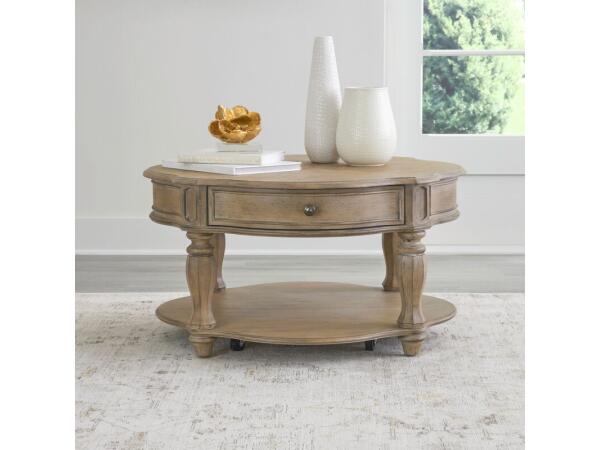 Magnolia Manor Round Cocktail Table Cocktail & Coffee Tables Brown