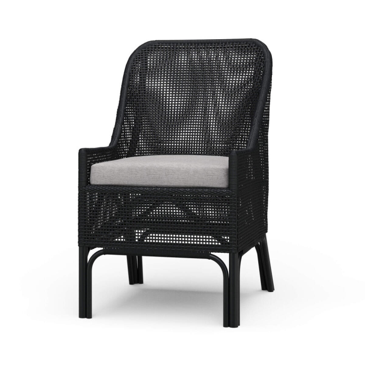 Cristo Rattan Dining Chair W/ Seat Cushion Chairs & Benches Black 2 Cristo Rattan Dining Chair W/ Seat Cushion Chairs & Benches Black 2