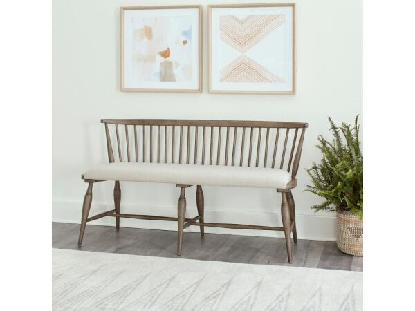 Americana Farmhouse Uph Seat Windsor Bench (RTA) Chairs & Benches Brown